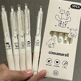 Tuffdesk Kawaii Gel Pens, 5-Pack, Quick-Drying Black Ink