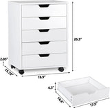 Tuffdesk 5-Drawer Mobile Filing Cabinet with Lockable Casters