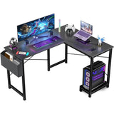 Tuffdesk L-Shaped Black Wood Computer Desk with Storage