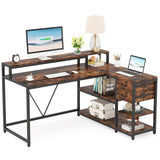 Tuffdesk Reversible L-Shaped Desk with Drawer and Shelves