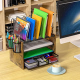 Tuffdesk 4-Tier Mesh Desk Organizer with Vertical File Holders