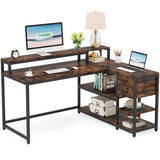 Tuffdesk Reversible L-Shaped Desk with Drawer and Shelves