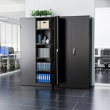 Tuffdesk 72" Black Metal Locking Storage Cabinet