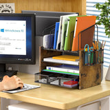 Tuffdesk 4-Tier Mesh Desk Organizer with Vertical File Holders