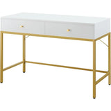 Tuffdesk 47" White and Gold Vanity Desk with Drawers