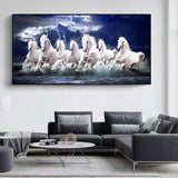 Tuffdesk White Running Horses Canvas Painting