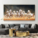 Tuffdesk White Running Horses Canvas Painting