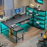 Tuffdesk 65" L-Shaped Gaming Desk with Storage Shelves