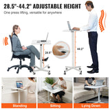 Tuffdesk 28"-44" Gas-Spring Adjustable Sit-Stand Desk with Wheels